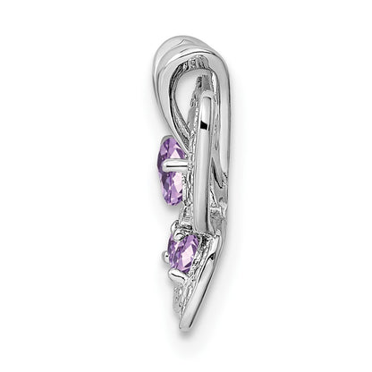 Sterling Silver Rhodium Amethyst u0026 Pink Quartz u0026 Diamond Pendant
