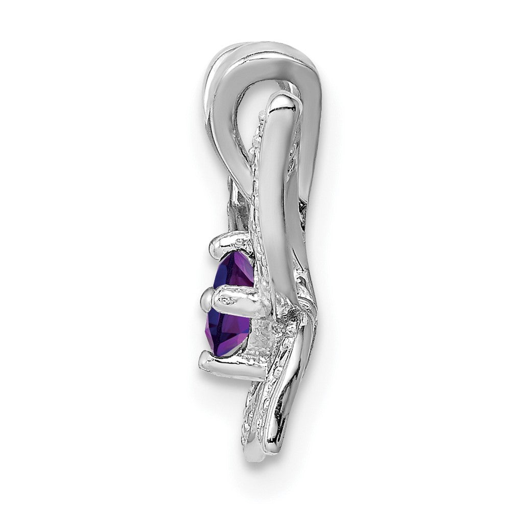 Sterling Silver Rhodium-plated Amethyst u0026 Diamond Pendant