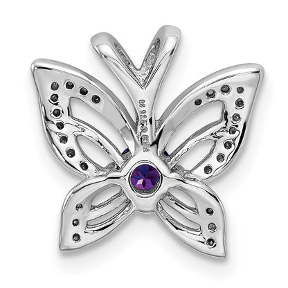 Sterling Silver Rhodium-plated Amethyst u0026 Diamond Pendant