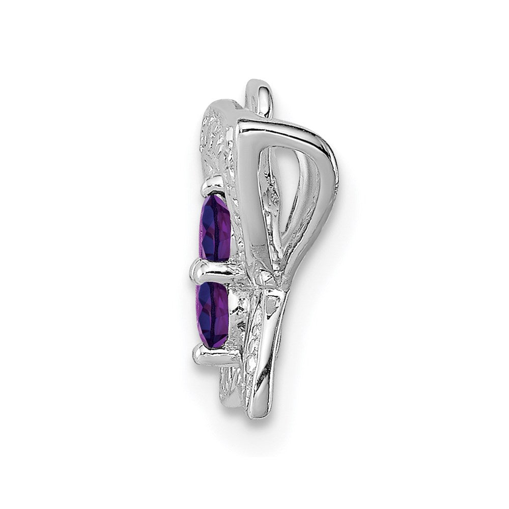 Sterling Silver Rhodium-plated Amethyst u0026 Diamond Pendant