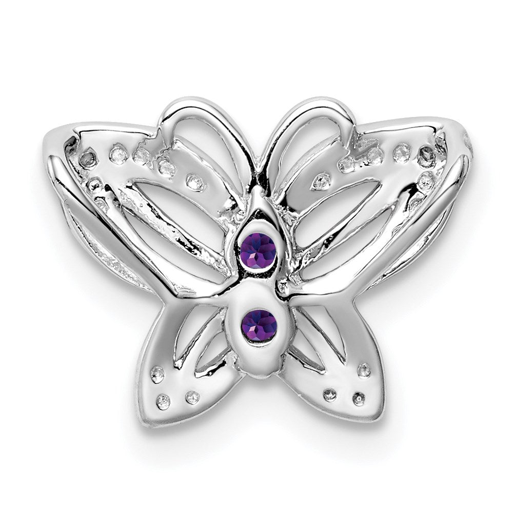 Sterling Silver Rhodium-plated Amethyst u0026 Diamond Pendant