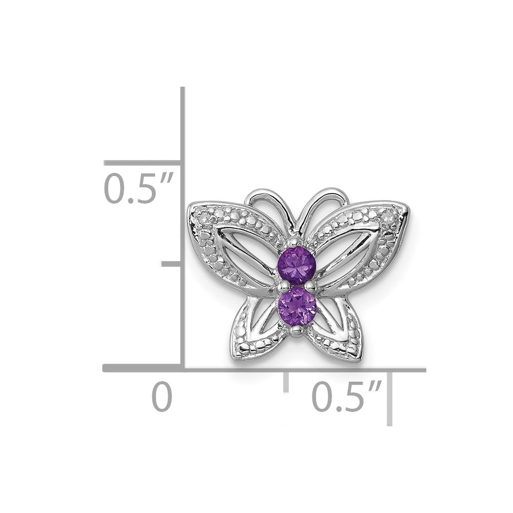 Sterling Silver Rhodium-plated Amethyst u0026 Diamond Pendant