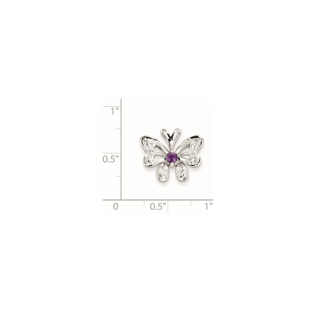 Sterling Silver Amethyst u0026 Diamond Pendant