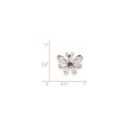 Sterling Silver Amethyst u0026 Diamond Pendant
