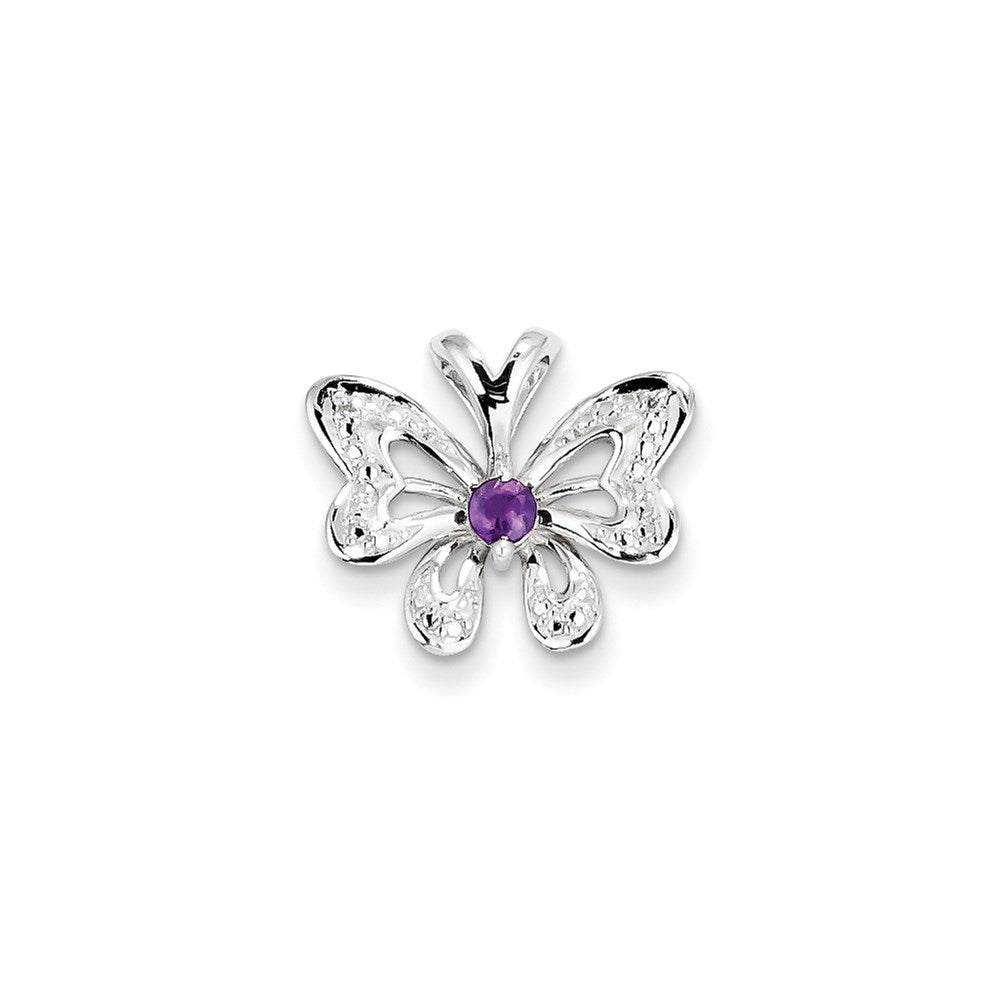 Sterling Silver Amethyst u0026 Diamond Pendant
