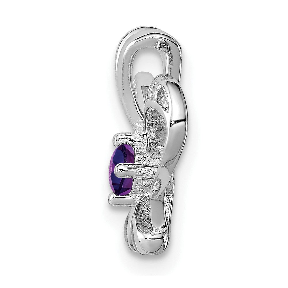 Sterling Silver Rhodium-plated Amethyst u0026 Diamond Pendant