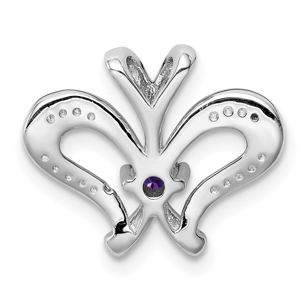 Sterling Silver Rhodium-plated Amethyst u0026 Diamond Pendant