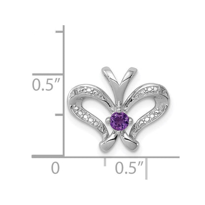 Sterling Silver Rhodium-plated Amethyst u0026 Diamond Pendant