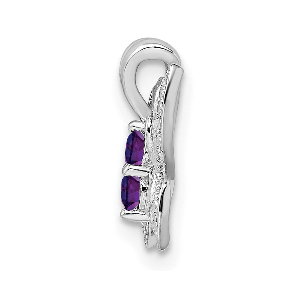 Sterling Silver Rhodium-plated Amethyst u0026 Diamond Pendant