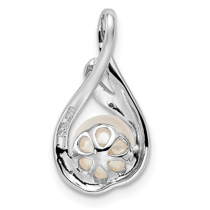 Sterling Silver Rhod Plated Diamond and FW Cultured Pearl Pendant