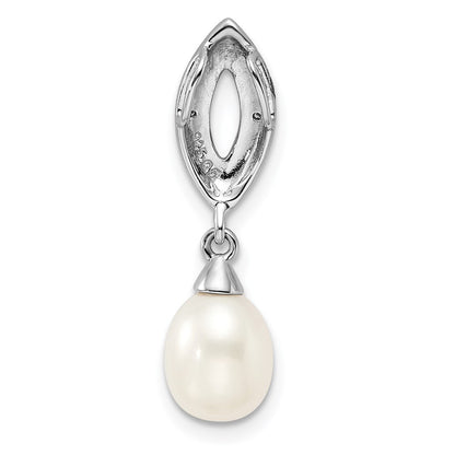 Sterling Silver Rhodium Plated Diamond u0026 FW Cultured Pearl Chain Slide