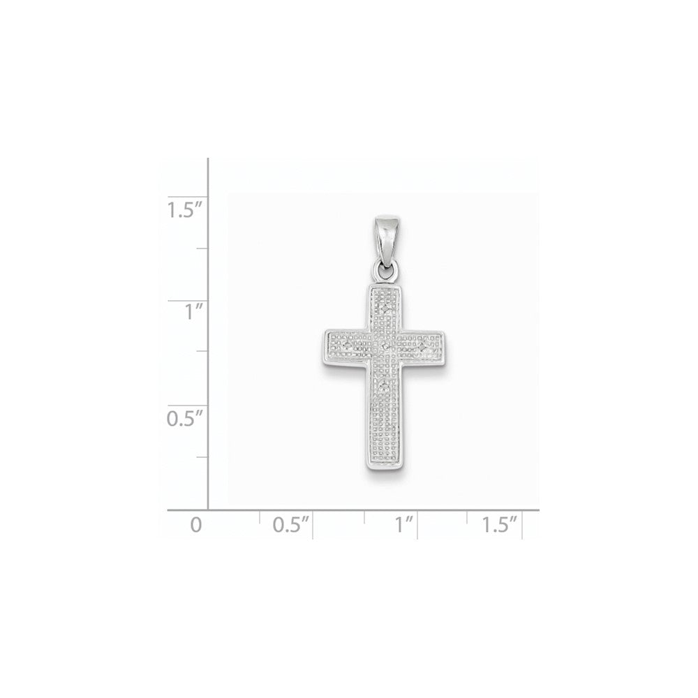 Sterling Silver Rhodium Plated Diamond Cross Pendant