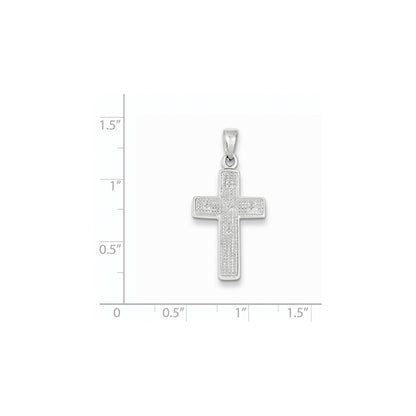 Sterling Silver Rhodium Plated Diamond Cross Pendant