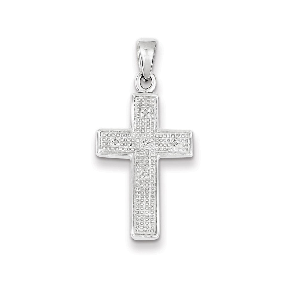 Sterling Silver Rhodium Plated Diamond Cross Pendant