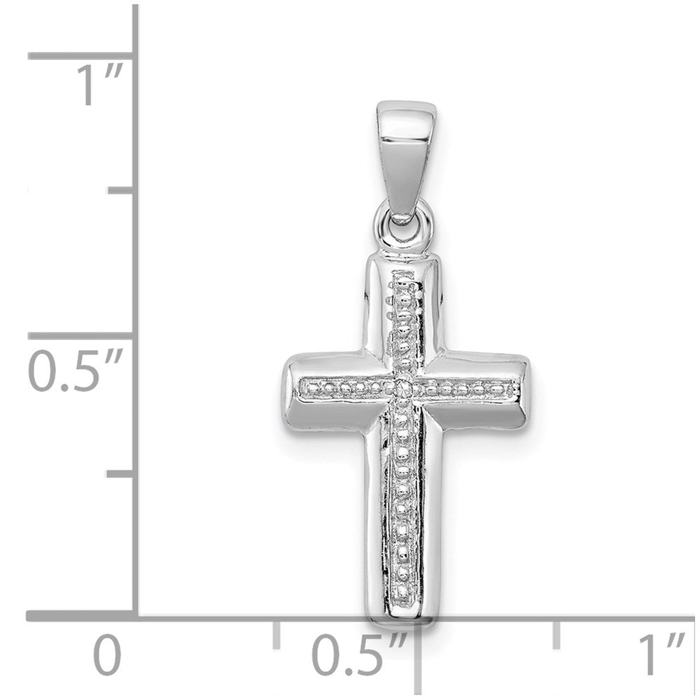 Sterling Silver Rhodium Plated Diamond Cross Pendant