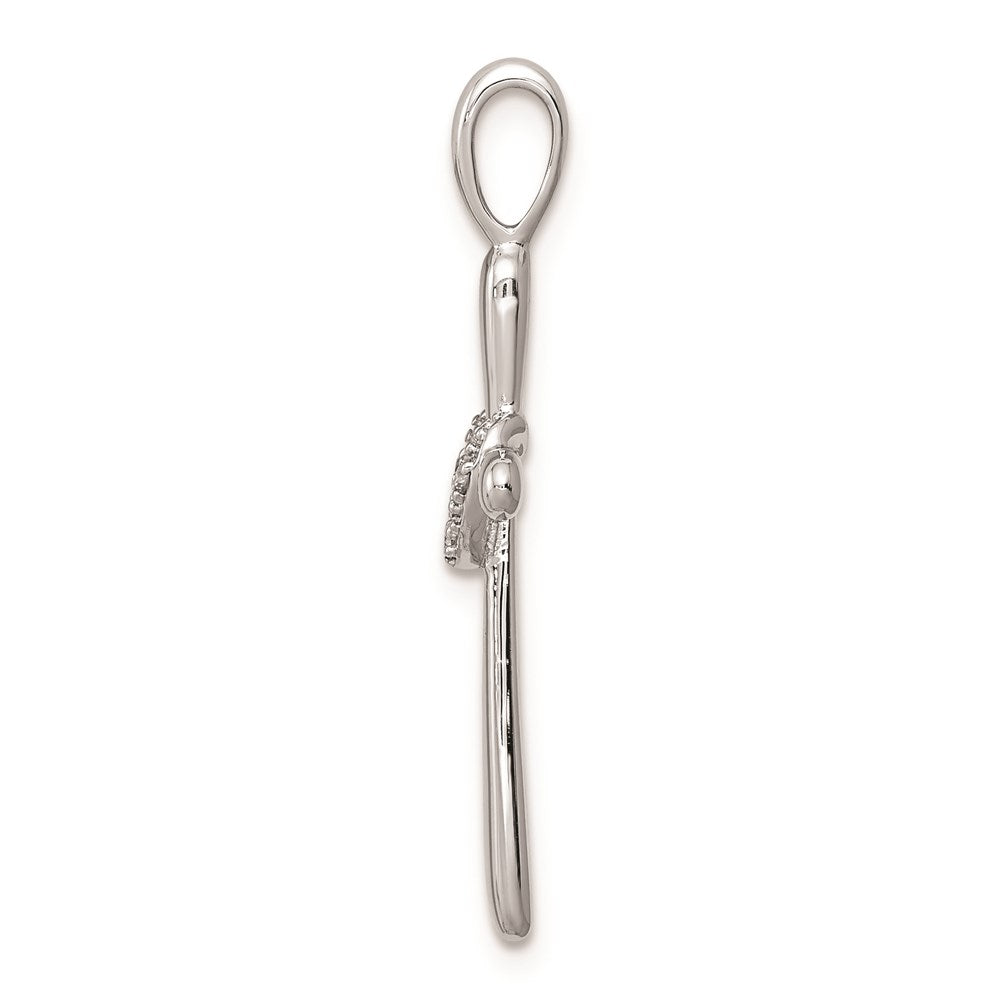 Sterling Silver Rhodium u0026 Diamond Cross with Heart Pendant