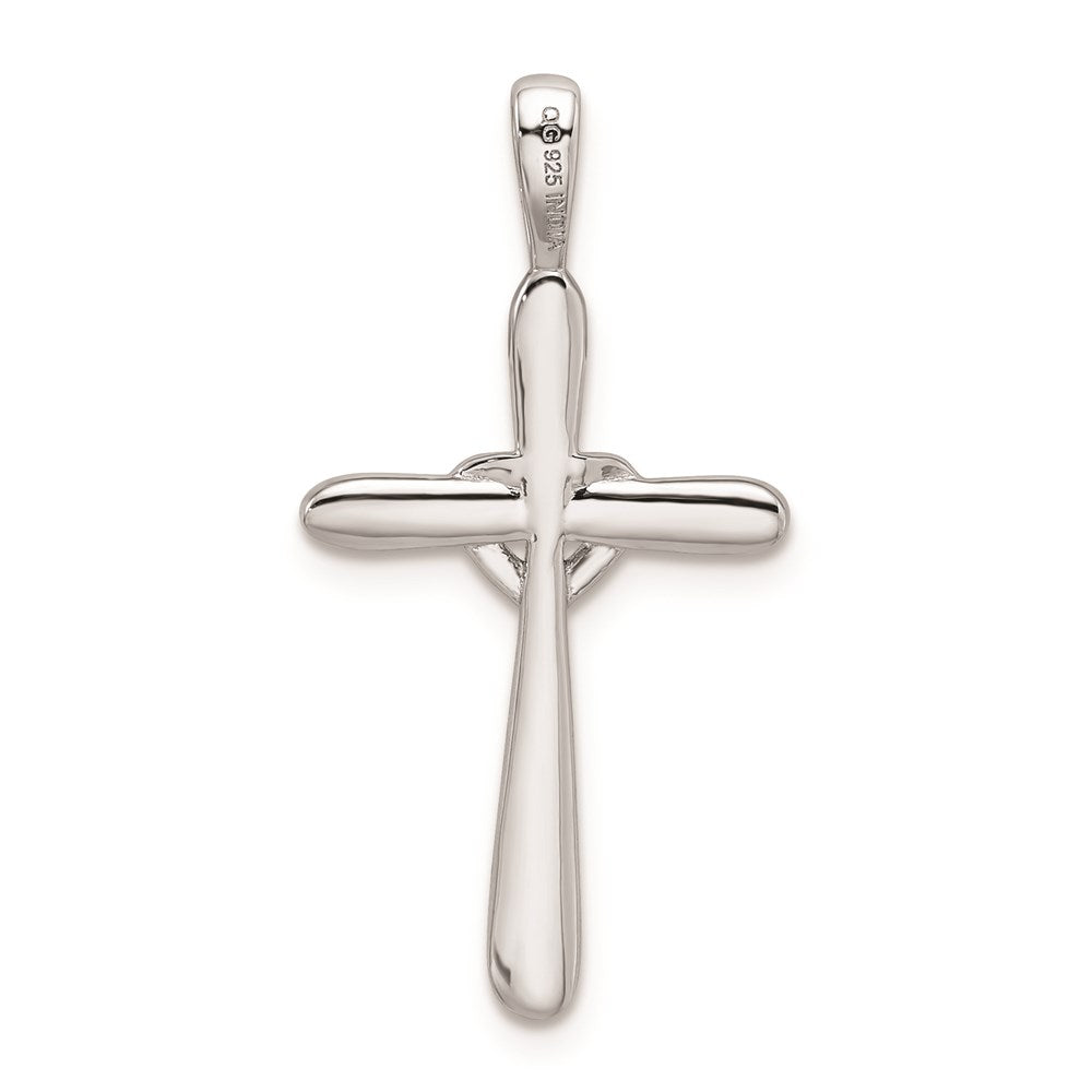 Sterling Silver Rhodium u0026 Diamond Cross with Heart Pendant
