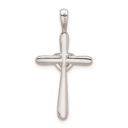 Sterling Silver Rhodium u0026 Diamond Cross with Heart Pendant