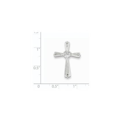 Sterling Silver Rhodium Plated Diamond Cross Pendant