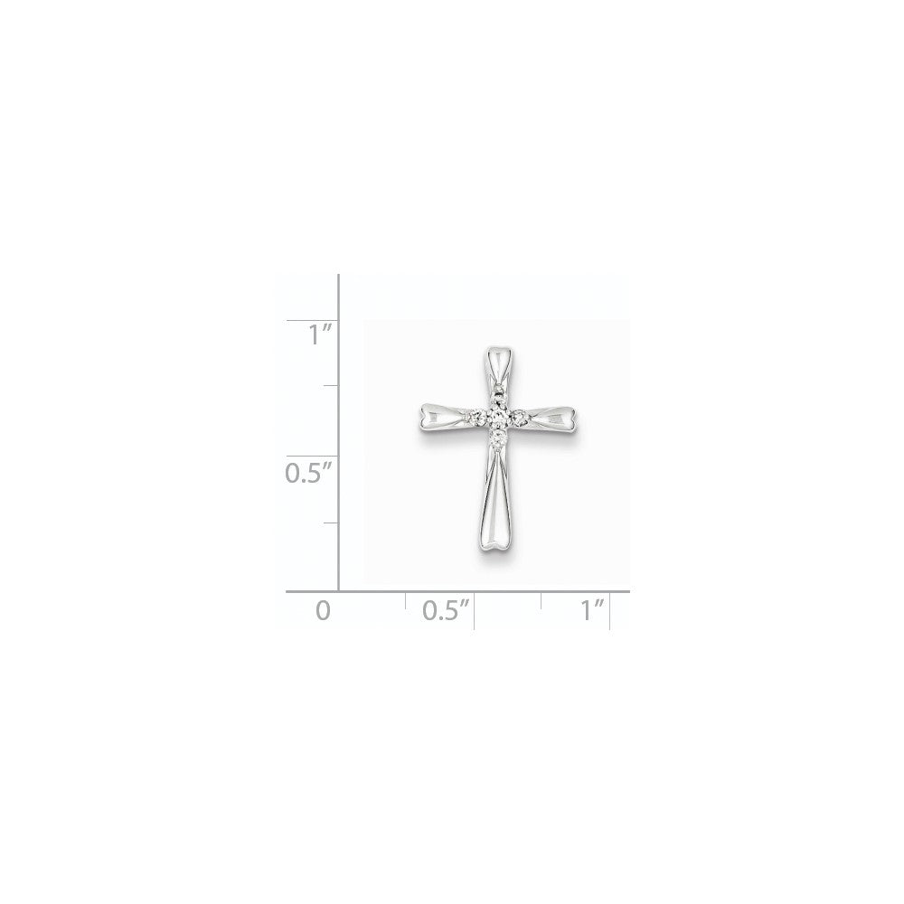 Sterling Silver u0026 Diamond Rhodium-plated Cross Pendant Slide