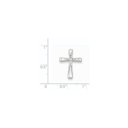 Sterling Silver u0026 Diamond Rhodium-plated Cross Pendant Slide