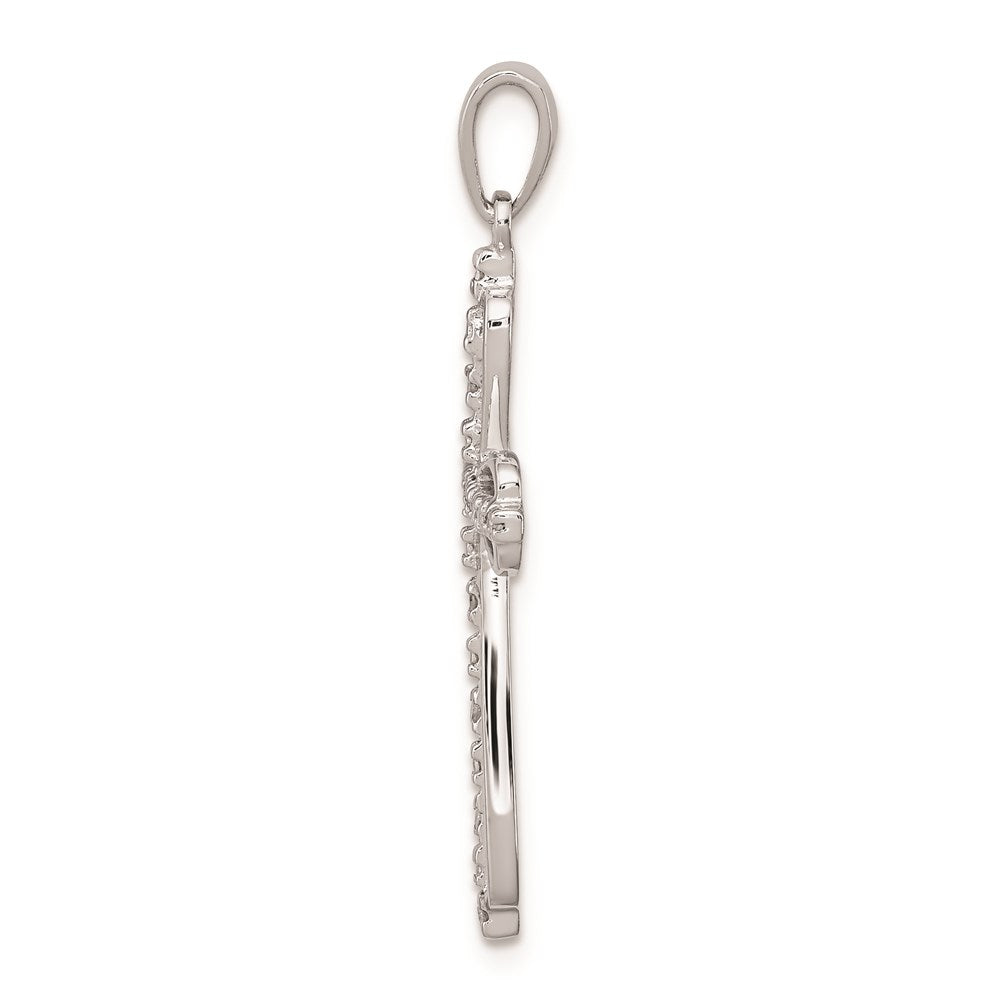 Sterling Silver Rhodium Plated Diamond Cross Pendant