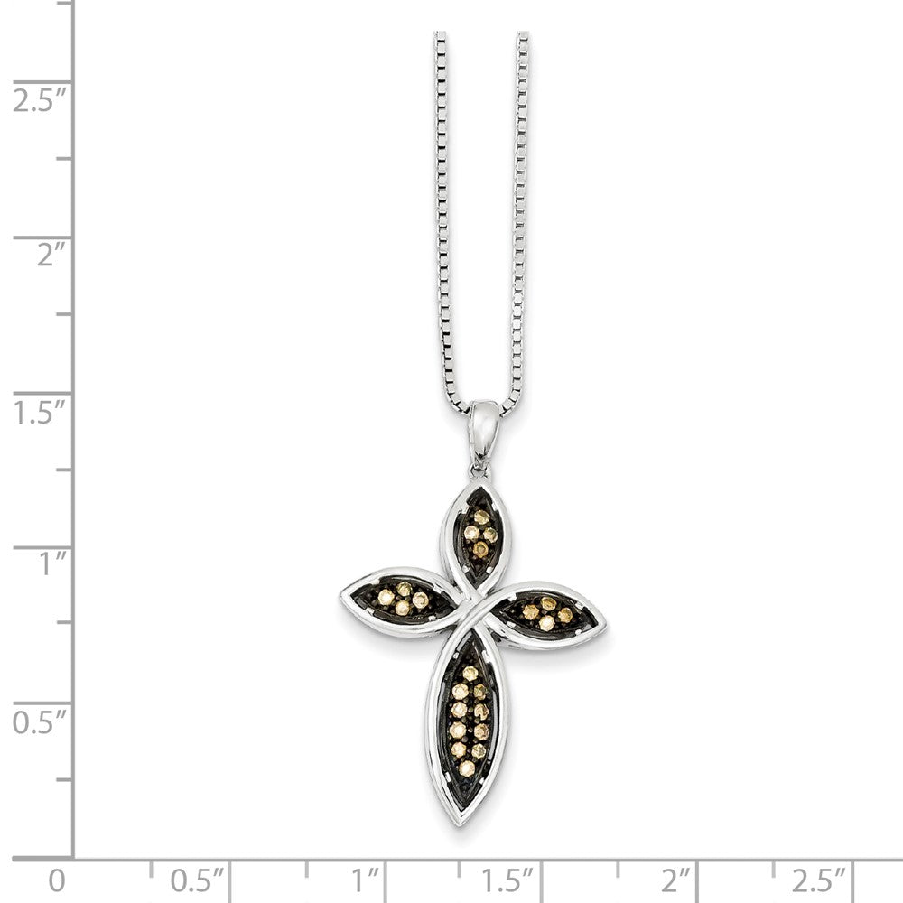 Sterling Silver Champagne Diamond Cross Pendant