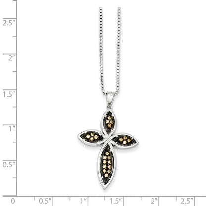 Sterling Silver Champagne Diamond Cross Pendant