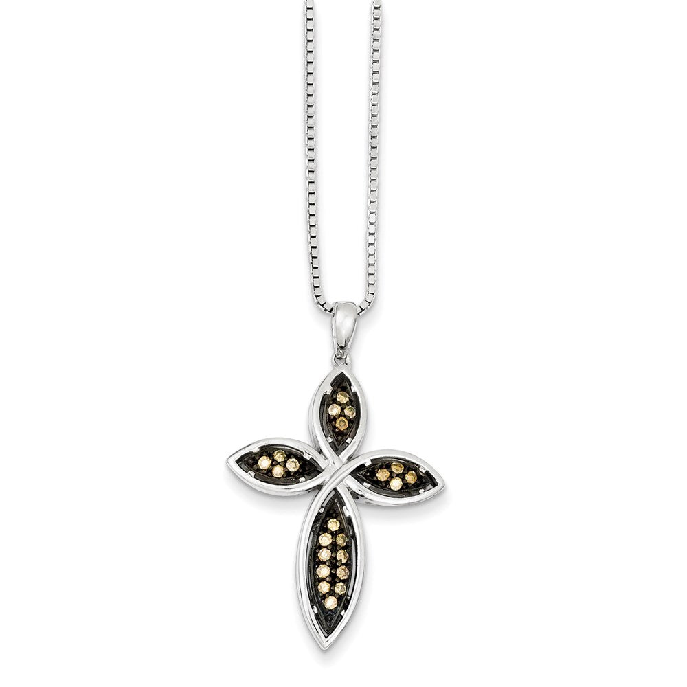 Sterling Silver Champagne Diamond Cross Pendant
