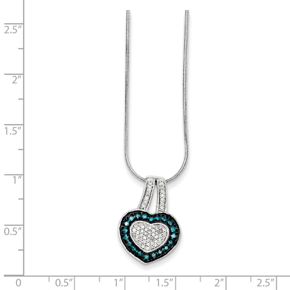 Sterling Silver Blue u0026 White Diamond Pendant Necklace
