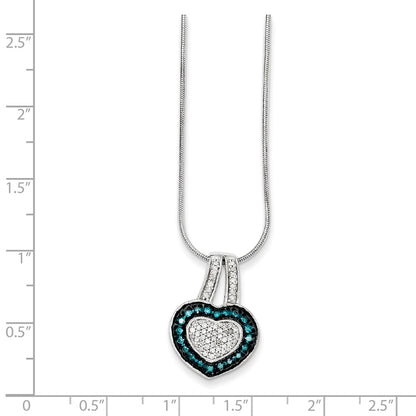 Sterling Silver Blue u0026 White Diamond Pendant Necklace