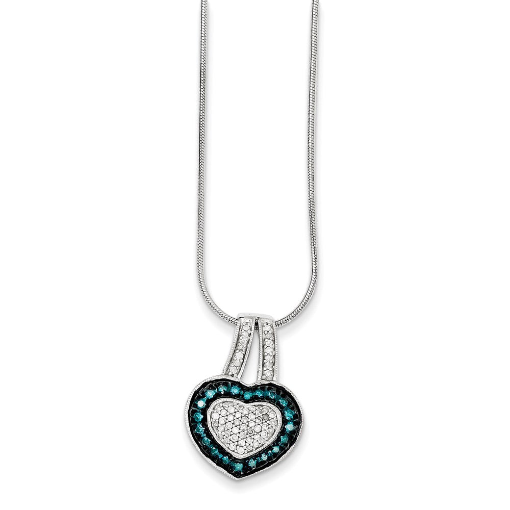 Sterling Silver Blue u0026 White Diamond Pendant Necklace