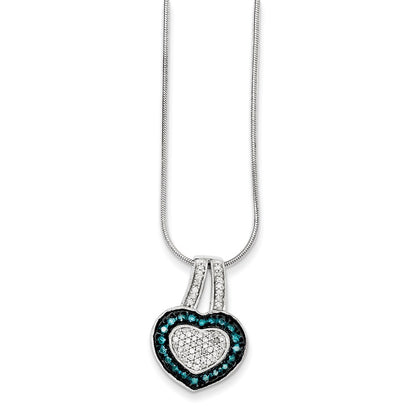 Sterling Silver Blue u0026 White Diamond Pendant Necklace