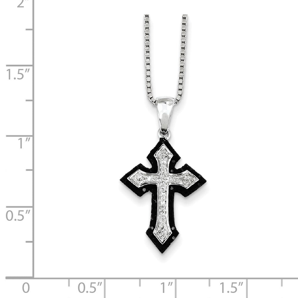 Sterling Silver Black and White Diamond Cross Pendant