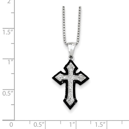 Sterling Silver Black and White Diamond Cross Pendant