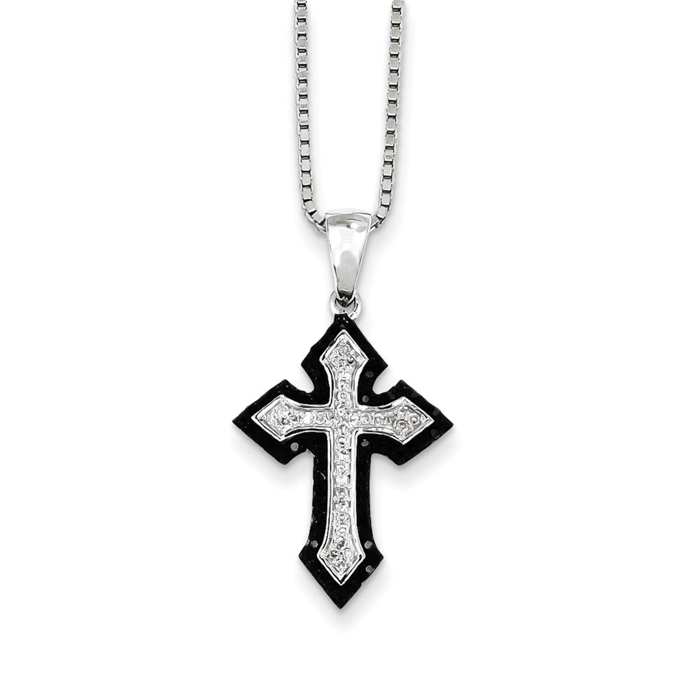 Sterling Silver Black and White Diamond Cross Pendant