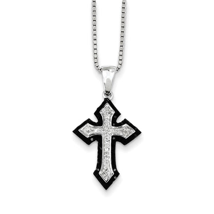 Sterling Silver Black and White Diamond Cross Pendant