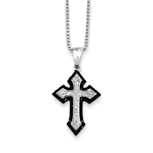 Sterling Silver Black and White Diamond Cross Pendant