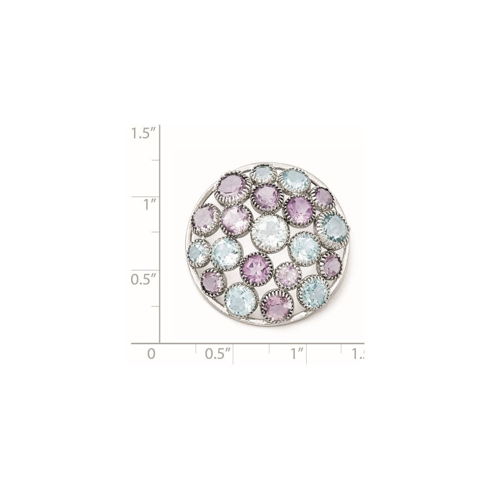 Sterling Silver Rhodium Plated Blue Topaz u0026 Amethyst Slide Pendant
