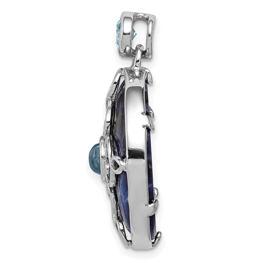 Sterling Silver Rhodium-plated w/Sodalite u0026 Blue Topaz Pendant