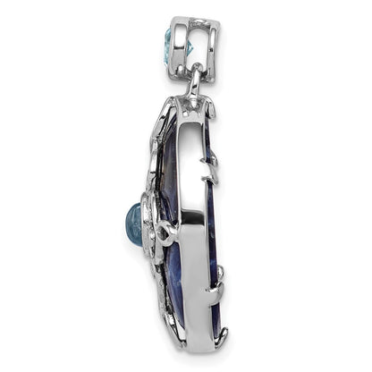 Sterling Silver Rhodium-plated w/Sodalite u0026 Blue Topaz Pendant
