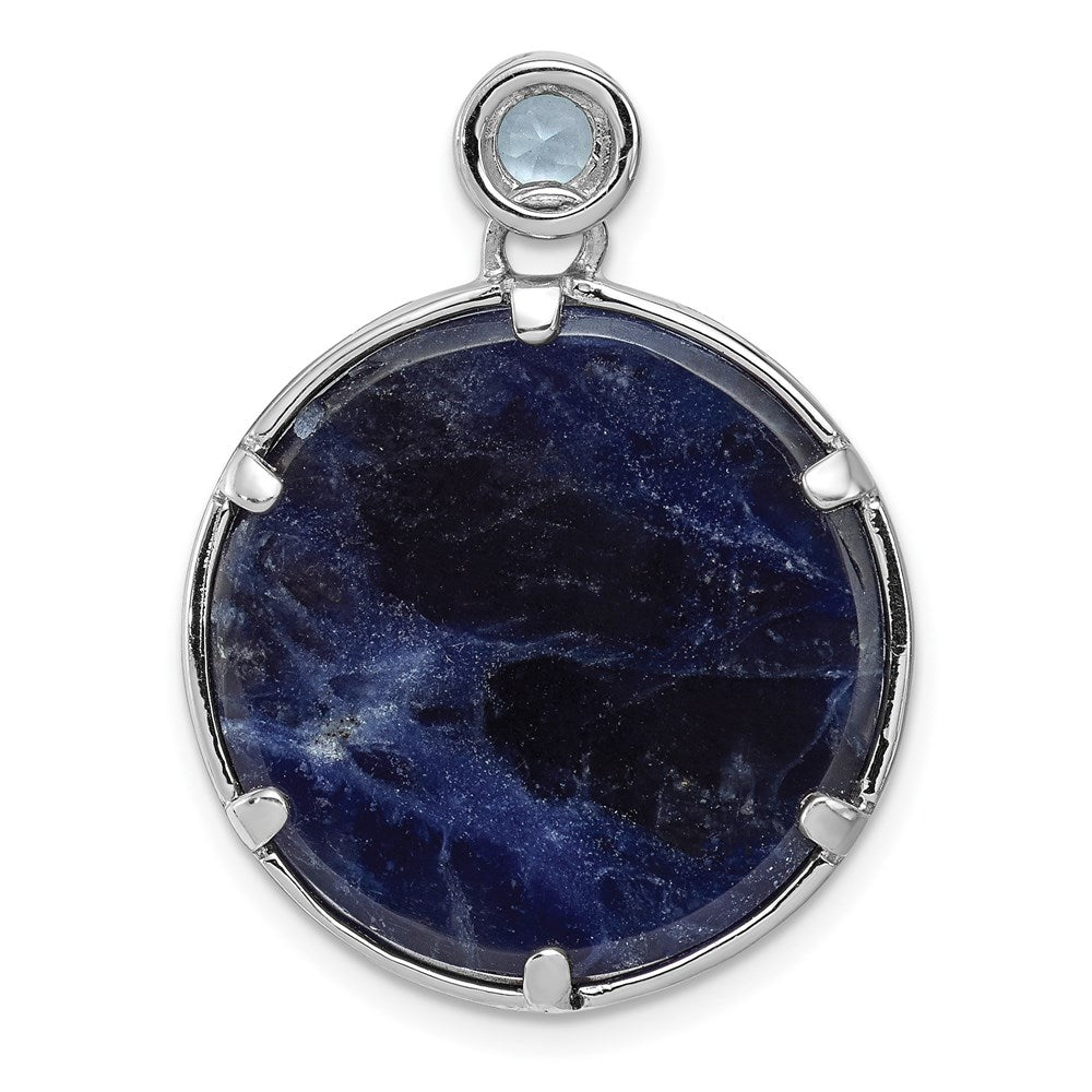 Sterling Silver Rhodium-plated w/Sodalite u0026 Blue Topaz Pendant