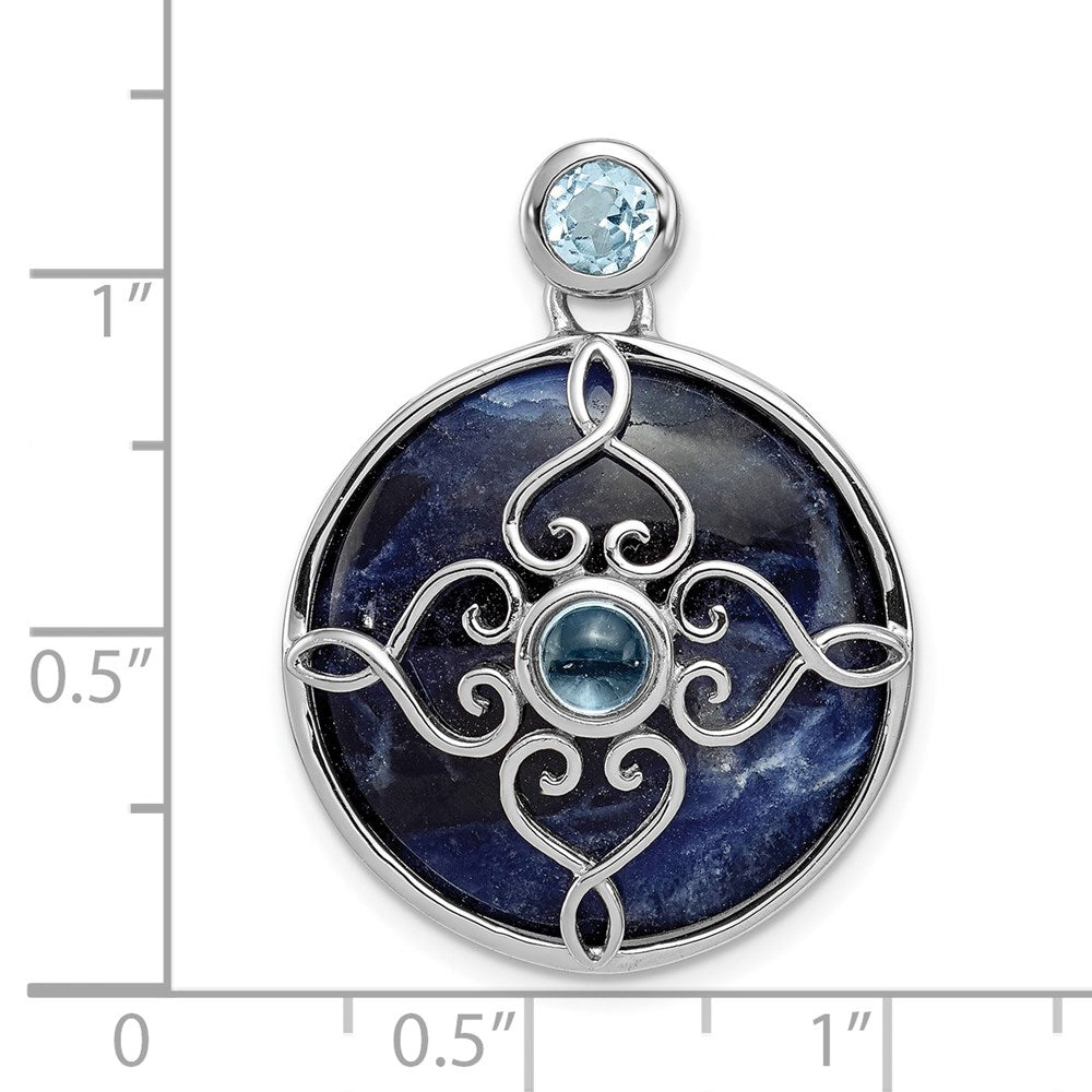 Sterling Silver Rhodium-plated w/Sodalite u0026 Blue Topaz Pendant