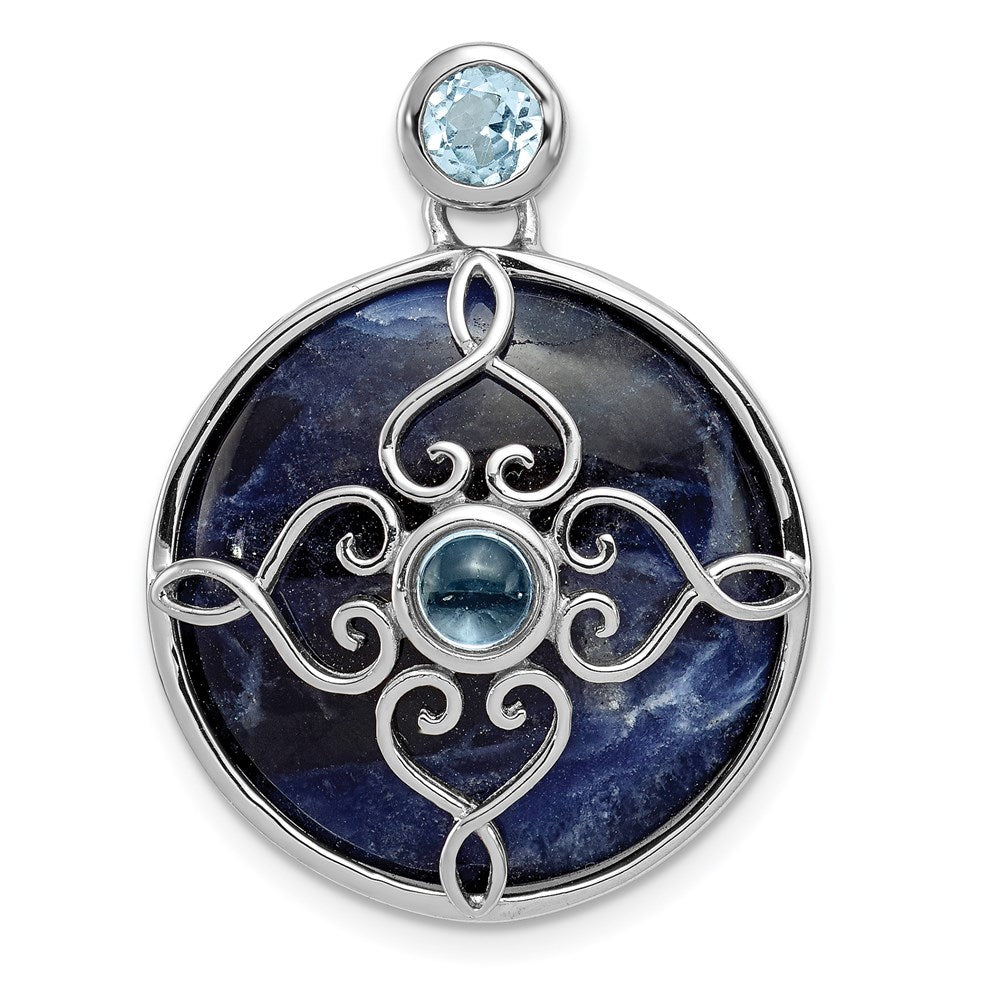 Sterling Silver Rhodium-plated w/Sodalite u0026 Blue Topaz Pendant