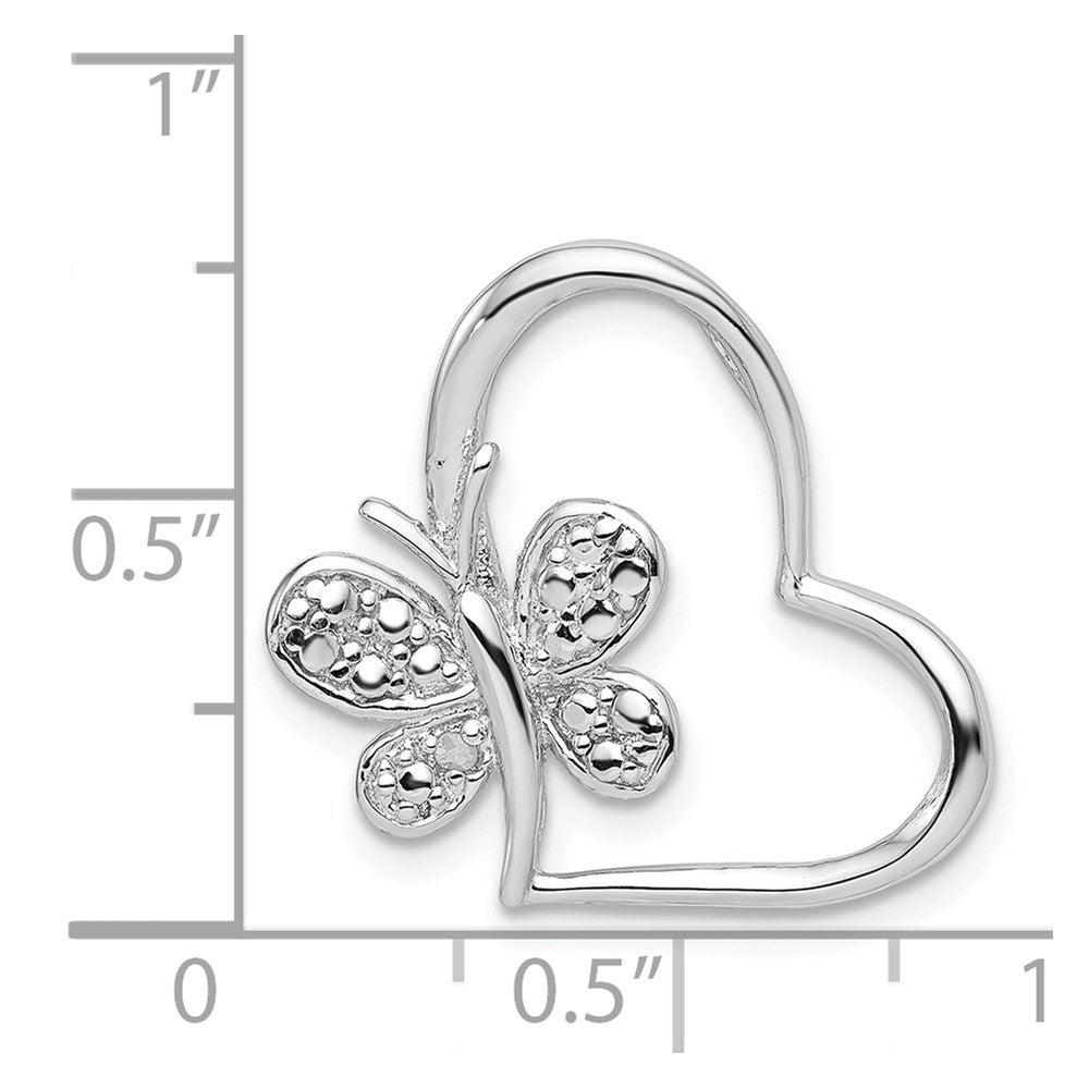 Sterling Silver Rhodium u0026 Diamond Butterfly Heart Chain Slide