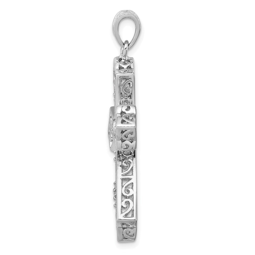 Sterling Silver Rhodium u0026 Diamond Filigree Cross Pendant