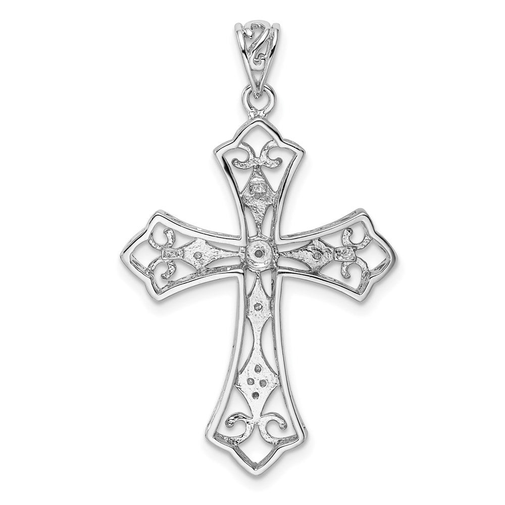 Sterling Silver Rhodium u0026 Diamond Filigree Cross Pendant