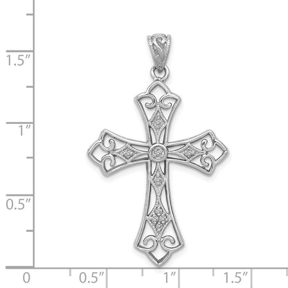 Sterling Silver Rhodium u0026 Diamond Filigree Cross Pendant