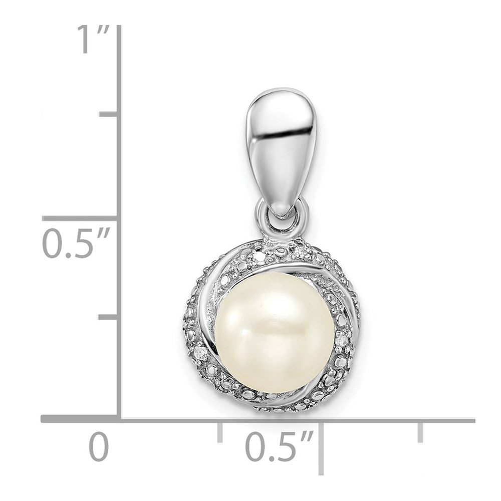 Sterling Silver Rhodium-plated w/Diamond u0026 FWC Pearl Pendant