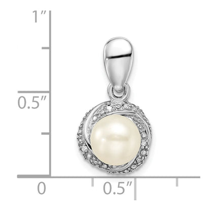 Sterling Silver Rhodium-plated w/Diamond u0026 FWC Pearl Pendant